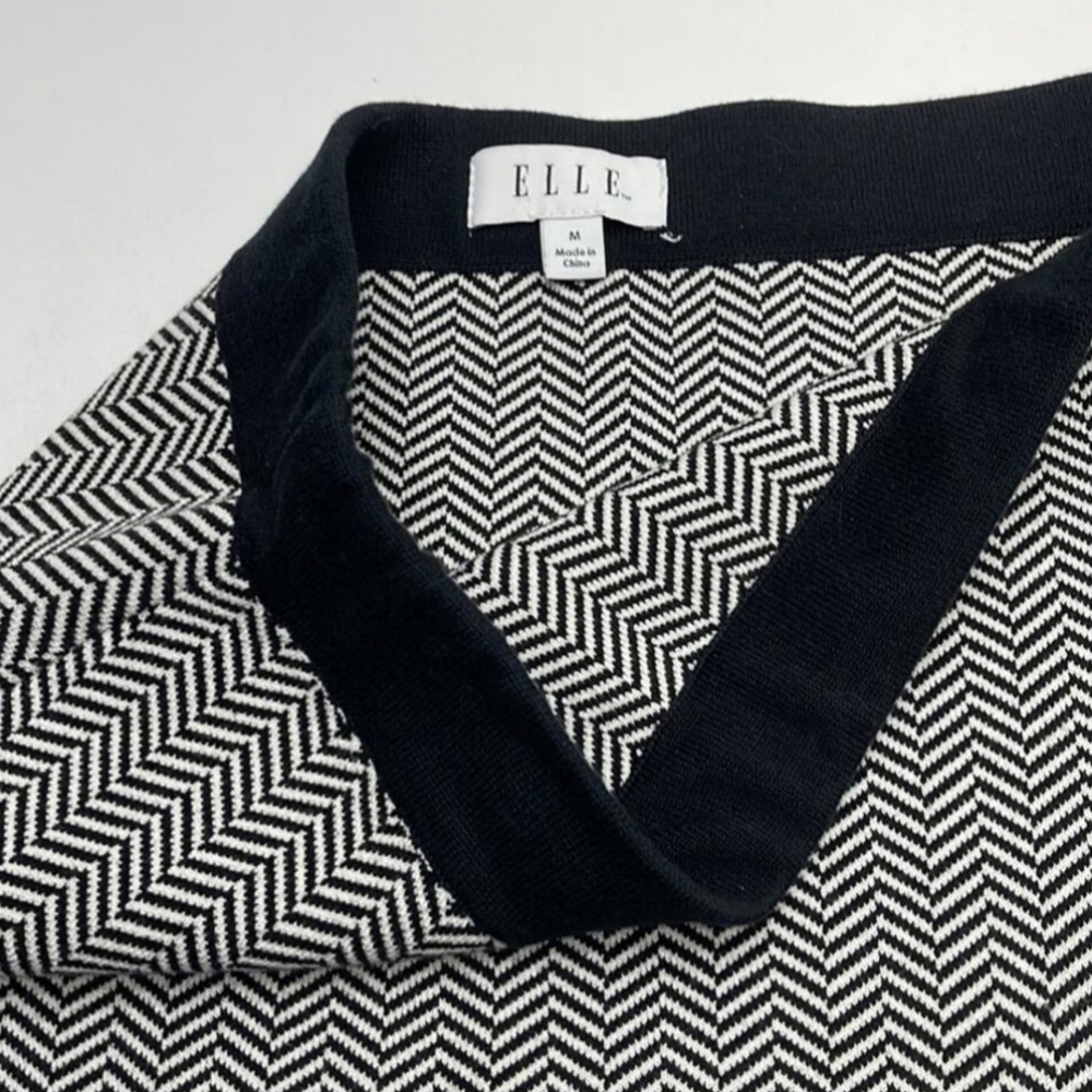 ELLE Women’s Medium Black White Pull On Stretchy Skirt